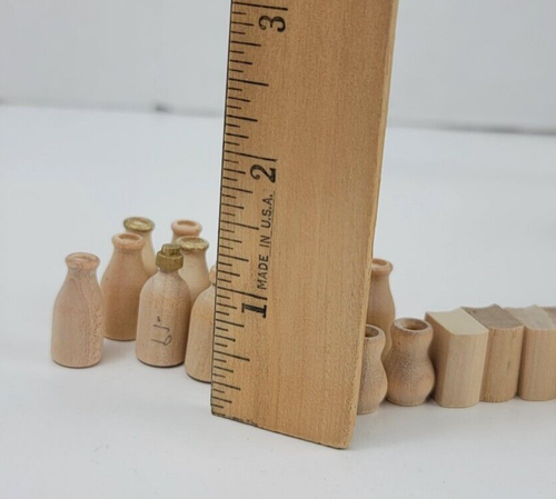 Lote de 80 piezas de miniaturas de colección para casa de muñecas cocina accesorios de madera latas botellas caja de sombra - Imagen 20 de 20