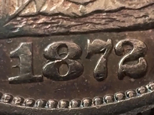 1872 (RPD, F-106) ~ Seated Liberty DIme ~ NGC AU53 ~ Purple TONER ~ Nice LUSTER!