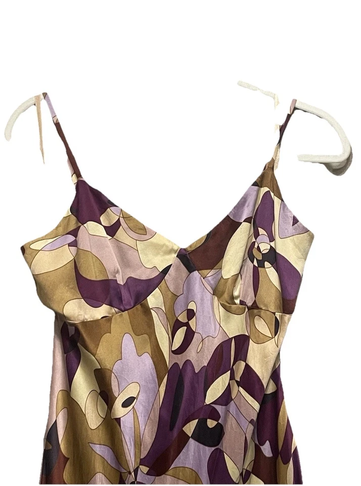 Vestido Babydoll Midi de Seda Express para Mujer Talla 11/2 Cuello en V Y2K Indie Retro Abstracto Foto 2 de 4