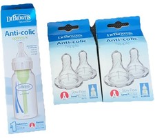 Dr Brown's Slow Flow Bottle Nipples 1-4 oz Bottle 2- 2 pk Level 1 Nipples L1