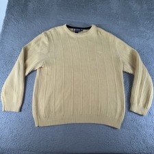 Vintage Chaps Ralph Lauren Sweater Mens Large Yellow Knit Crew Cotton Preppy