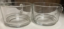 Vintage Clear Glass Coffee /Tea Mugs (2) Stackable   8oz