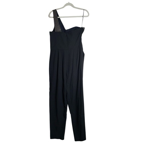 GUESS Jet Black Studded One Shoulder Pant Romper Jumpsuit Women’s Size 12 - Picture 9 of 17