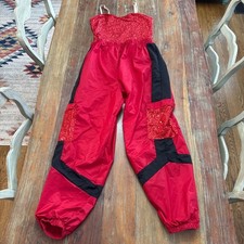 Girls Weissmans Dance Costume Adult Large Red Black Sequin Jumpsuit Hip Hop