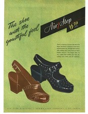 1945 Air Step Women's Shoes Open-Toe Medium Heel Vintage Print Ad