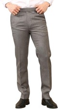 Mens Pants Formal Trousers Hidden Elastic Waist Smart Work Office Straight Leg