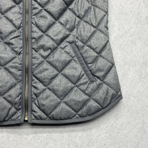 Old Navy Texture Quilted Vest Women's Size Small Petite Gray Full Zip Pockets - Picture 7 of 16