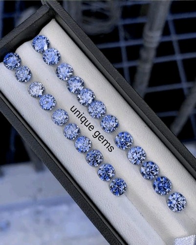 AAA+ 7Ct Fancy Blue Round VVS1 Diamond 4M Premium Quality Loose Gemstone30Pcs - Picture 3 of 7