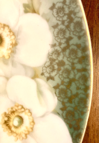 Antiker RS Tillowitz Schlesien handbemalter Blumenteller dekorativ vergoldet 10 Zoll - Bild 5 von 8