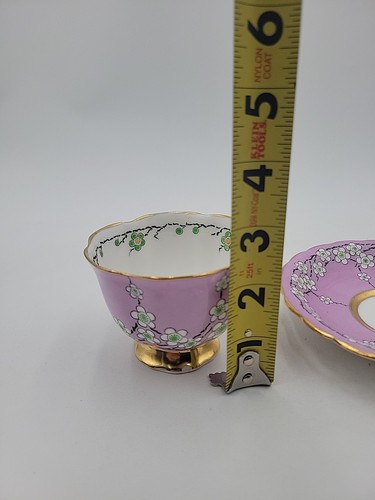 Nuevo Chelsea Fine Bone China "Maytime" púrpura floral adorno dorado taza de té y platillo  - Imagen 12 de 12