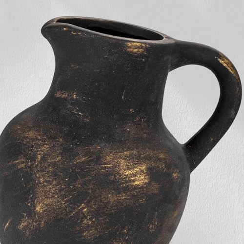 Ceramic Rustic Farmhouse Vase with Handle, Terracotta Vase, 6.7*5.5*8 Bronze - Picture 6 of 8