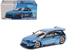 1/64 Pandem Civic EG6 RHD Right Hand Drive Blue Chrome Pop Race Diecast