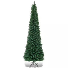 7 Ft. PVC Unlit Slim Pencil Artificial Christmas Tree with Stand Home Holiday De