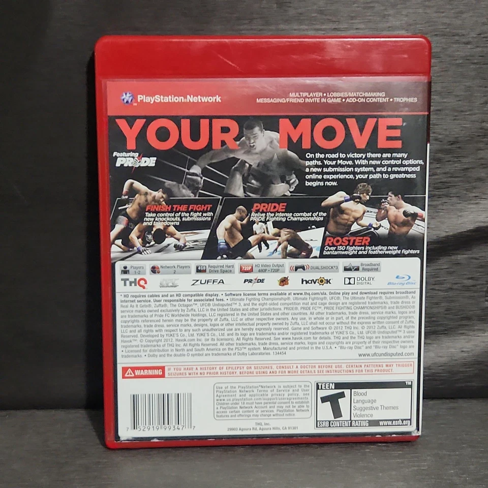 UFC Undisputed 3 PlayStation 3 PS3 Greatest Hits Juego THQ MMA Combat Foto 3 de 4