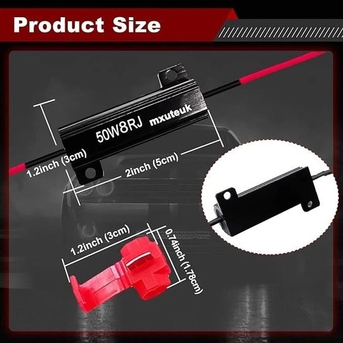 4Pcs Led Resistor Car Load Resistors 50W 8Ohm for Fix LED Bulb Fast Hyper Flash - Picture 2 of 5