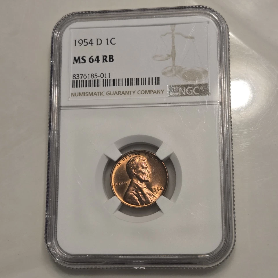1954 D Lincoln Wheat Penny NGC MS 64 RB - Image 3 of 4