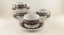 notNeutral 4 oz. Cup & Saucer Espresso Set - Black & White Pattern - Set of 4