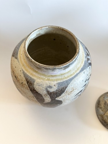 Vintage Keeney Studio Stoneware Art Pottery Blue Lidded Jar Handmade Signed - Picture 10 of 16