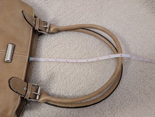 Y2K Schultertasche Handtasche Vintage camelfarben hellbraun Kunstleder - Bild 16 von 17
