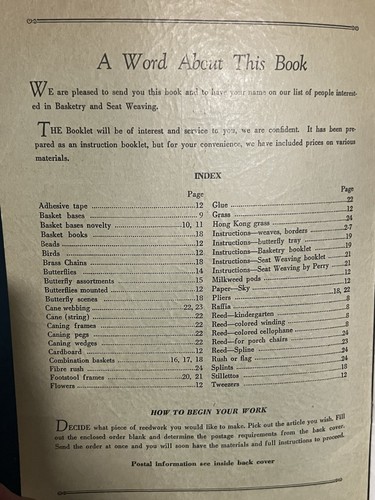 Perkins Reed Craft Basketry Seat Weaving Catalog Crafting - Picture 3 of 9