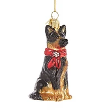 Kurt Adler Hanging Glass Christmas Tree Ornament, German Shepherd