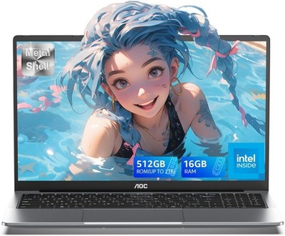 AOC 2025 neuester 13. N150 Laptop 15,6 Zoll mit Quad-Core Prozessor bis 3,6 GHz