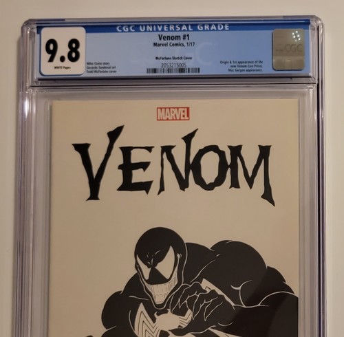 VENOM #1 B&W Mcfarlane Sketch Variant 2017 - Rare - CGC 9.8 White Pages - 第 5/9 張圖片