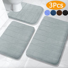 Memory Foam 3PCS Bathroom Rug Absorbent Bath Mat Set Small Large and Contour Rug