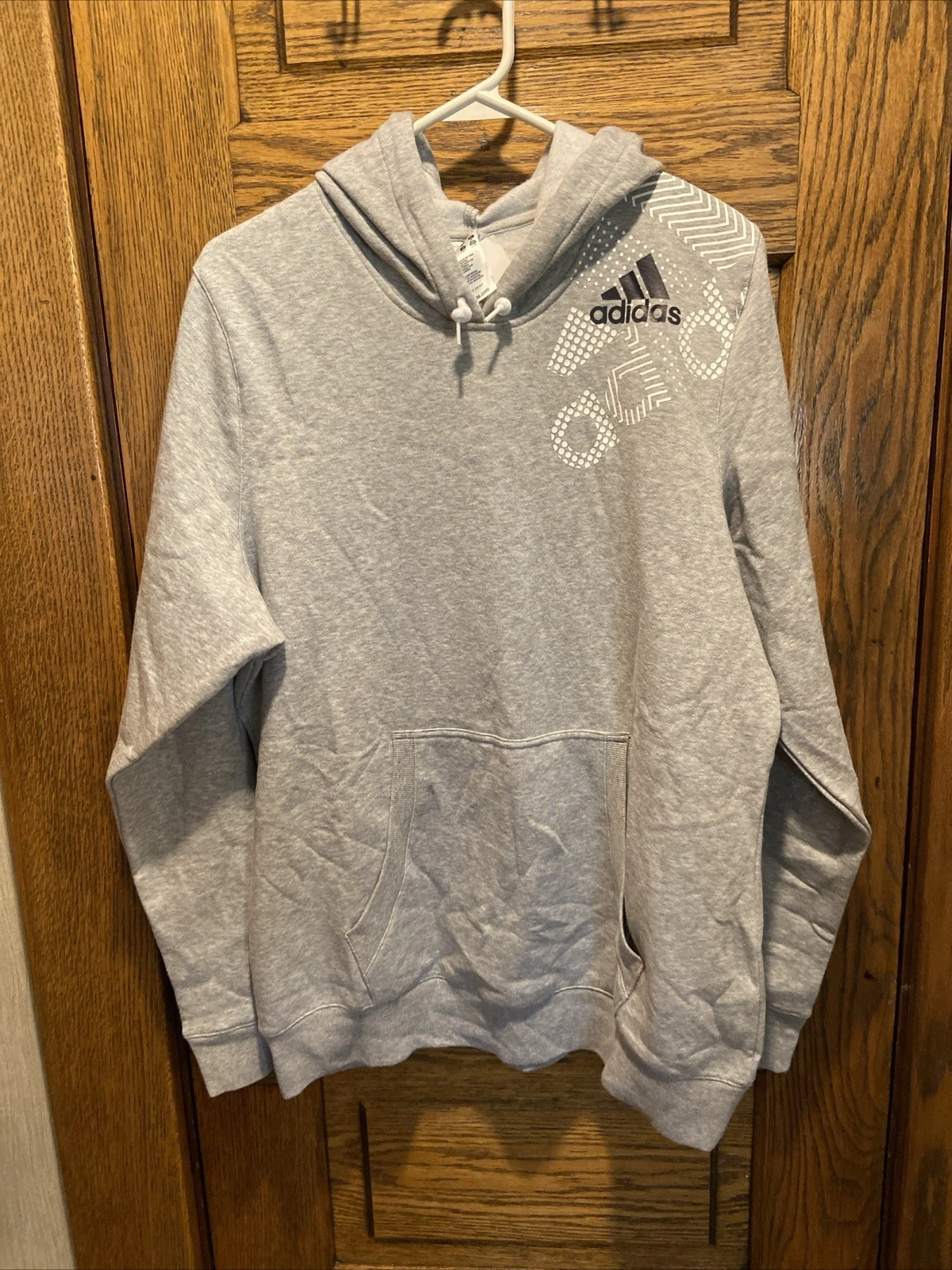 adidas mens Print Hoodie Solid Grey White XL