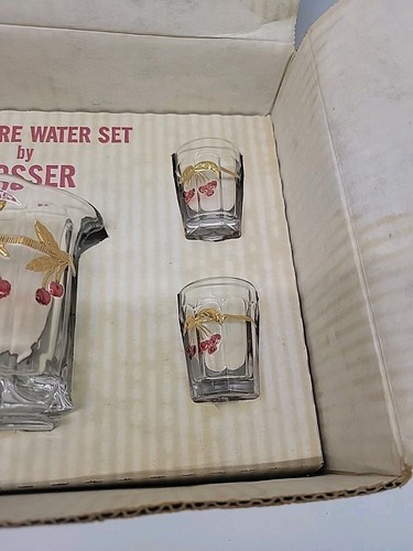 Kirsche Miniatur Wasser Set von Mosser, Glaskrug mit 4 Gläsern & Schüssel Set - Bild 3 von 10