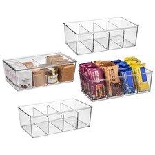 Plastic Pantry Organization and Storage Bins with Dividers  Lids   Perfect K...