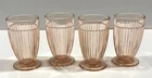 4 ANCHOR HOCKING Queen Mary Pink Depression Glass Footed Tumblers - Vintage