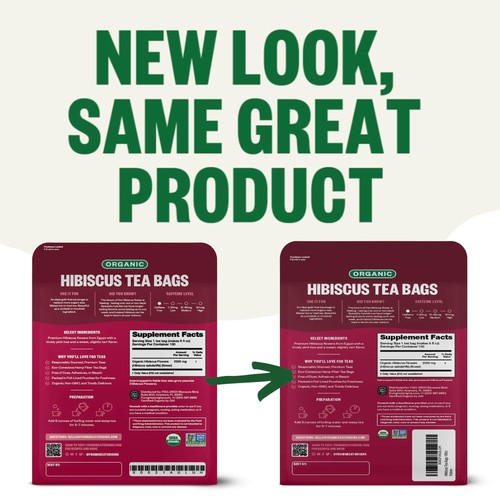 Organic Hibiscus Tea, 100 Count, Eco-Conscious Tea Bags, Caffeine Free, Packa... - Picture 2 of 8