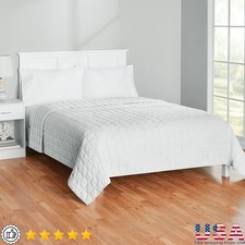 Soft Crinkle Box Microfiber Quilt Pre-Washed Hypoallergenic Cozy Bedding 104x90