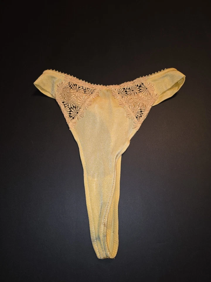 Tanga bragas vintage Felina amarillo brillante satinado talla pequeña nuevas sin etiquetas  Foto 2 de 4