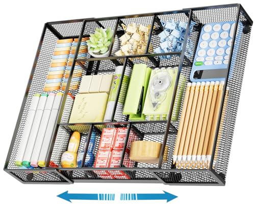  Expandable Desk Drawer Organizer, Mesh Drawer Organizer Tray with 10  - 第 1/7 張圖片