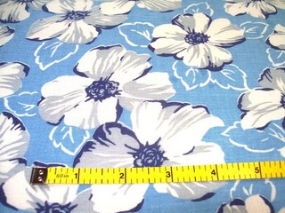 Vintage Feed Sack: White Flowers on Blue