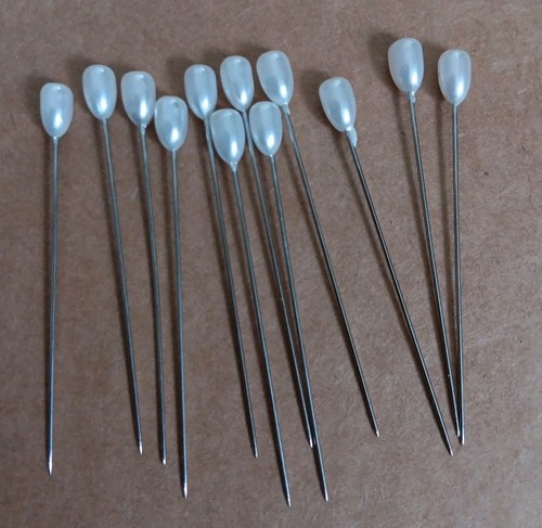 12 Vintage 2" Träne Tropfen Perlen Hutnadeln Schneider Nähnadeln - Bild 2 von 3