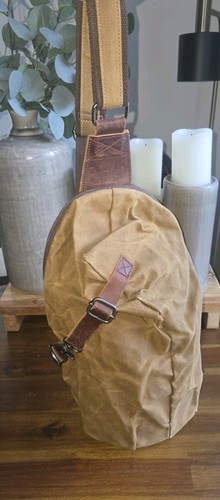 Waxed Canvas Sling Bag One Strap Backpack Rucksack Chest Pack Single Strap - Picture 1 of 6