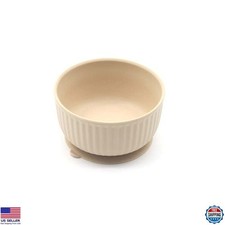 Elevated 13 Oz Cat Bowls with Suction Cup - Non-Slip Silicone Dish in Ivory