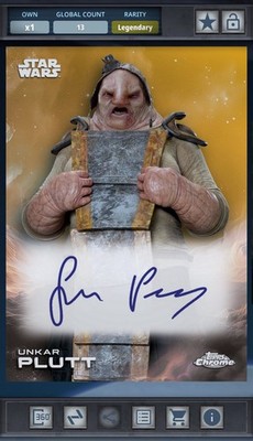 Unkar Plutt - Signatures Gold 50cc Legendary Star Wars Card Trader Topps Chrome