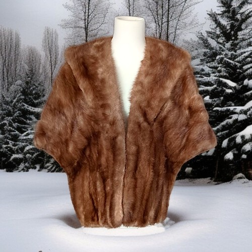 Nerz Stola Schal Halstuch Shrug Honig Rot Braun Vintage MCM Louis Laurie Philly MÄNGEL - Bild 21 von 24