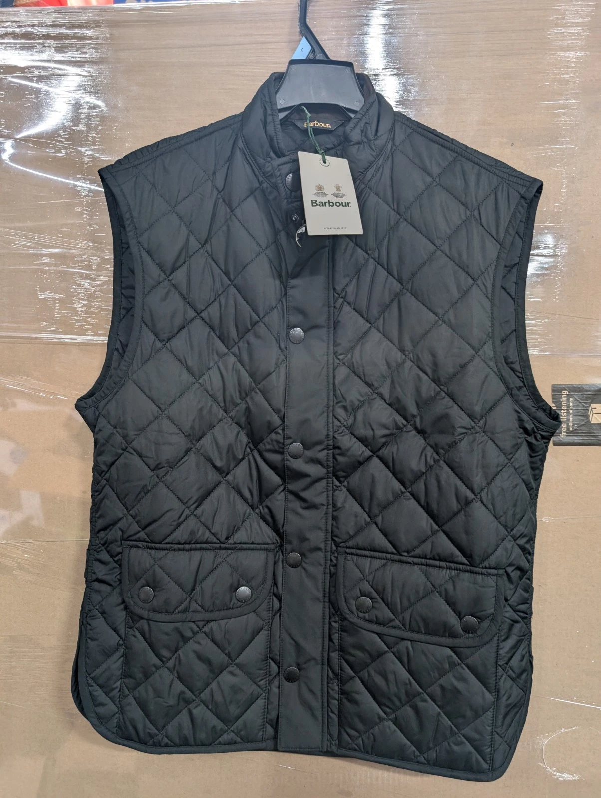 Barbour Men's Black Lowerdale Quilted Gilet Full Zip Vest Sz Lg