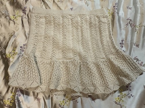 Minifalda tejida a ganchillo marfil crema Freshman 1996 dobladillo con volantes talla mediana - Imagen 6 de 6