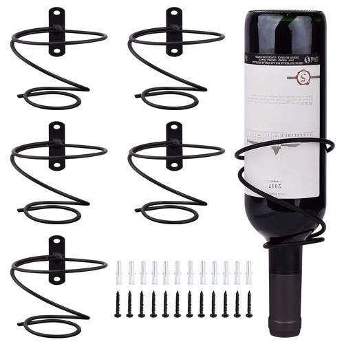 6 Pack Wall Mounted Wine Racks - Red Wine Bottle Display Holder with Screws, ...