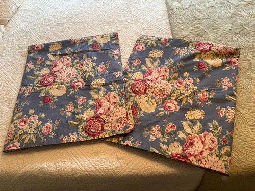 DE COLECCIÓN* CORTINAS FLORALES AZULES LARGAS FORRADAS "EDDIE BAUER HOME" #335 - Imagen 1 de 8