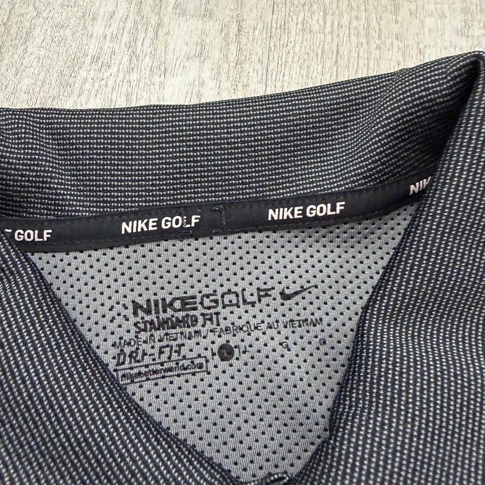 Camisa Polo Nike Oakland Golden Grizzlies Para Hombre Grande Negra Geométrica NCAA Golf Foto 4 de 4