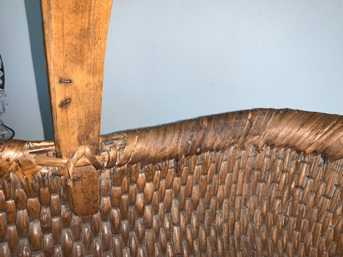 Antique Chinese Woven Willow Market Flower Basket Wood Handle - Picture 17 of 24