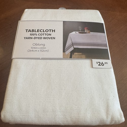 At Home Tablecloth 100% COTTON Yarn Dyed Woven Oblong 104”X60” - Picture 2 of 5