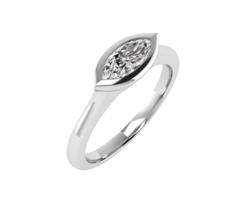 Anillo de boda de diamantes cultivados en laboratorio con certificación IGI de oro blanco de 14 quilates talla marquesa de 1,00 quilates - Imagen 4 de 8